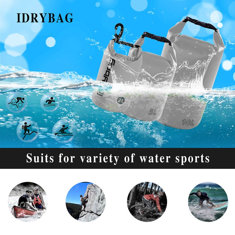 IDRYBAG Dry Bag for Kayaking Waterproof 2L/5L/10L/15L/20L, Small Dry Sack Waterproof Bag for Boating - Image 5